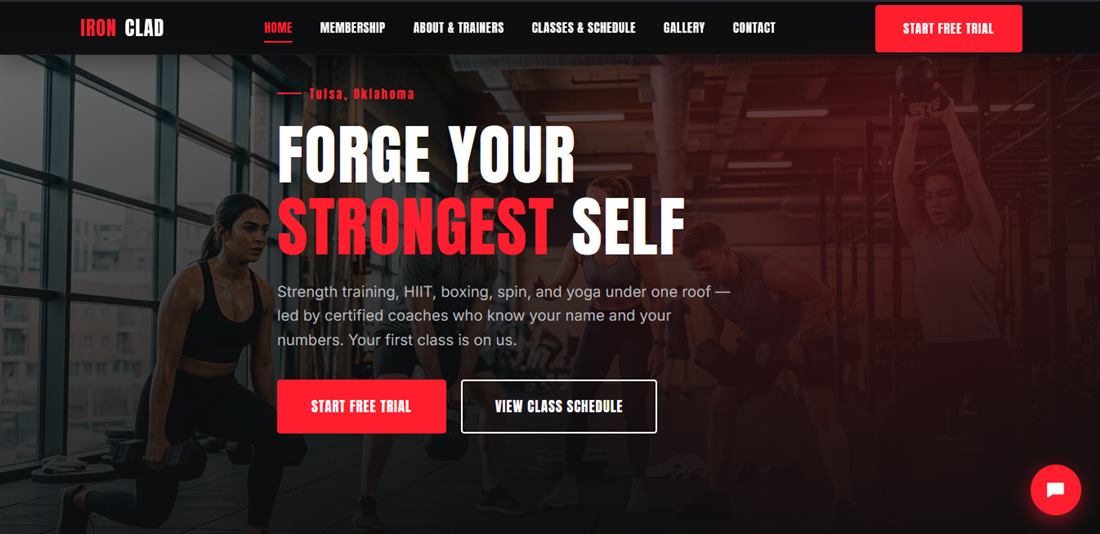 Ours Gym fitness website homepage