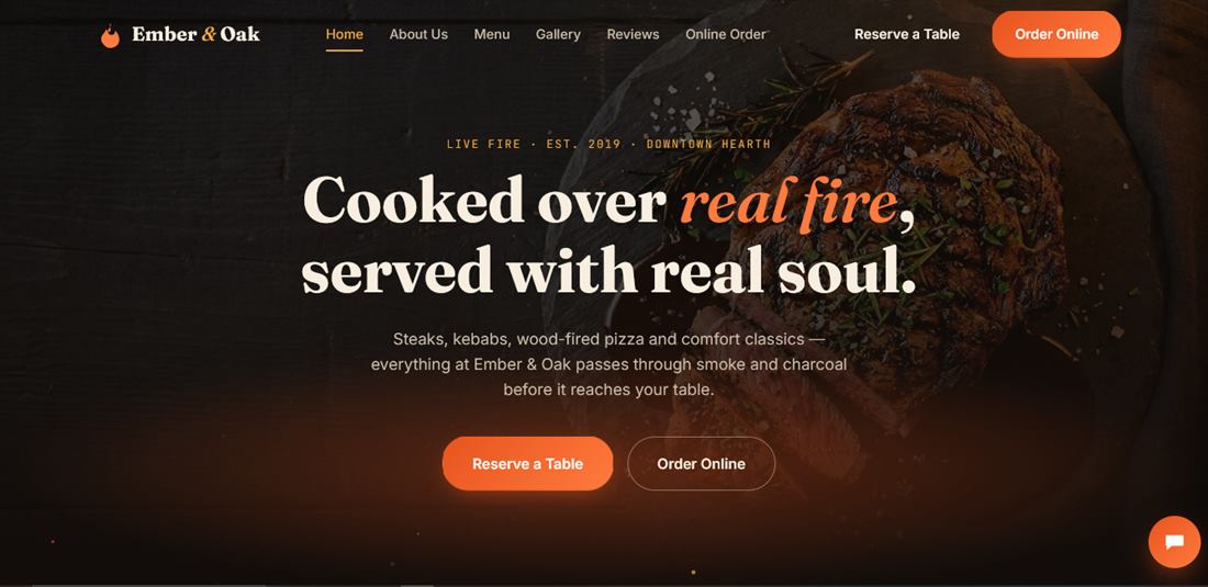 Our Restaurant food website homepage
